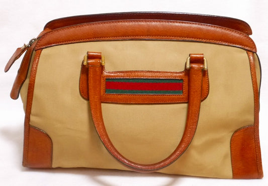 OLD Gucci　横シェリー付きボストン（ベージュ）