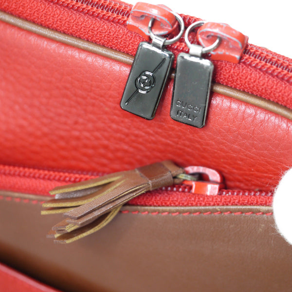 OLD Gucci 型押しレザーA4対応2WAYブリーフバッグ（赤）