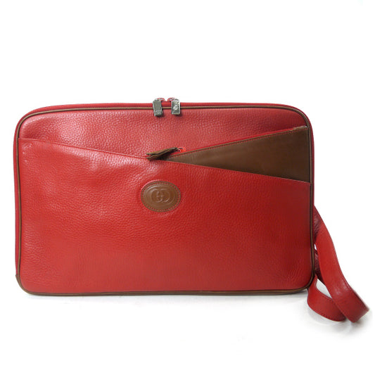 OLD Gucci 型押しレザーA4対応2WAYブリーフバッグ（赤）