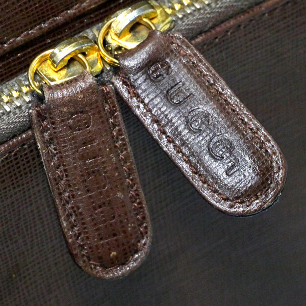 OLD Gucci　ダブルロック金具エンボスレザーショルダー（茶）