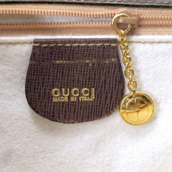 OLD Gucci　ダブルロック金具エンボスレザーショルダー（茶）
