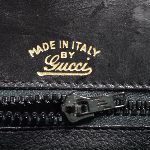 OLD Gucci 70s総革シェリー×G金具ハンドバッグ（黒）