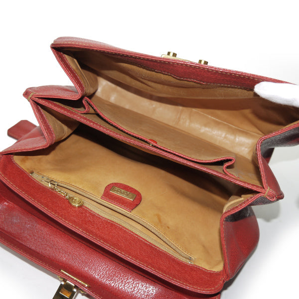 希少色　GUCCI　ショルダーバッグ　バンブー　ターンロック　レザー　レッド GUCCI グッチ ヴィンテージ バンブーチェーンショルダーバッグ