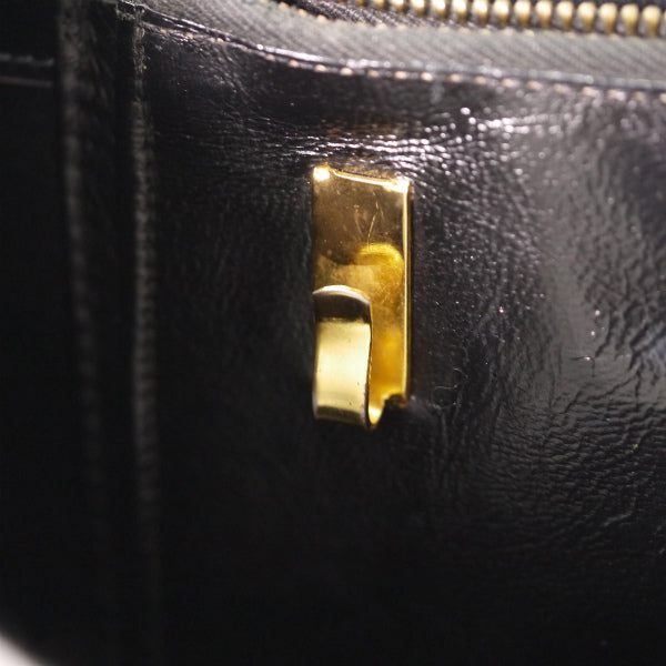 OLD Gucci 70s総革シェリー×G金具ハンドバッグ（黒）