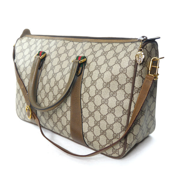 OLD Gucci ショルダー付ミニシェリー ボストン（茶・中）