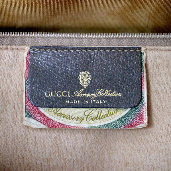 OLD Gucci ショルダー付ミニシェリー ボストン（茶・中）