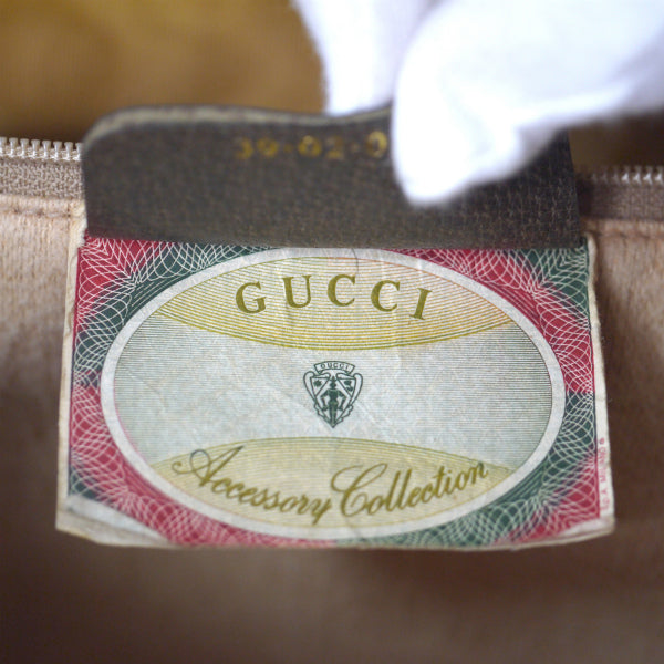 OLD Gucci ショルダー付ミニシェリー ボストン（茶・中）