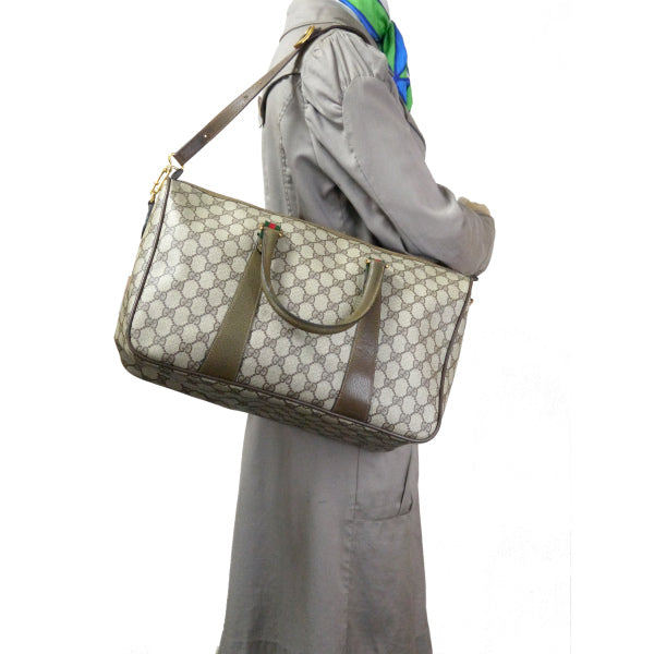 OLD Gucci ショルダー付ミニシェリー ボストン（茶・中）