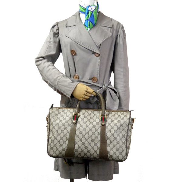 OLD Gucci ショルダー付ミニシェリー ボストン（茶・中）