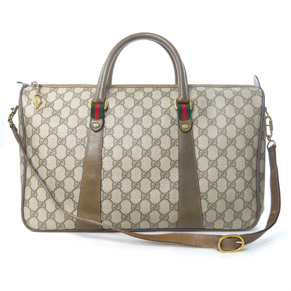 OLD Gucci ショルダー付ミニシェリー ボストン（茶・中）