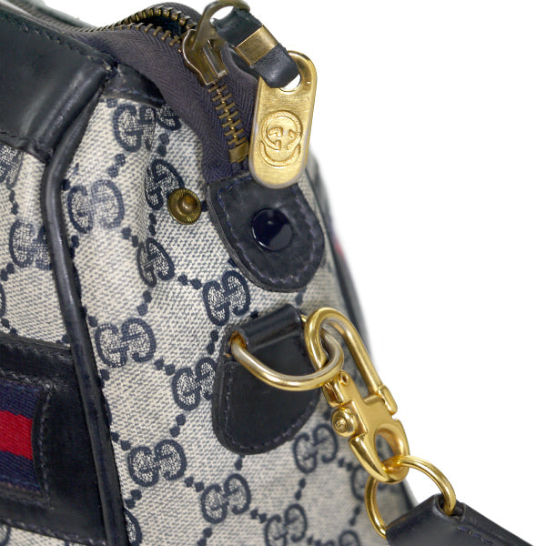 OLD Gucci ショルダー付ミニシェリー ボストン（青・中）