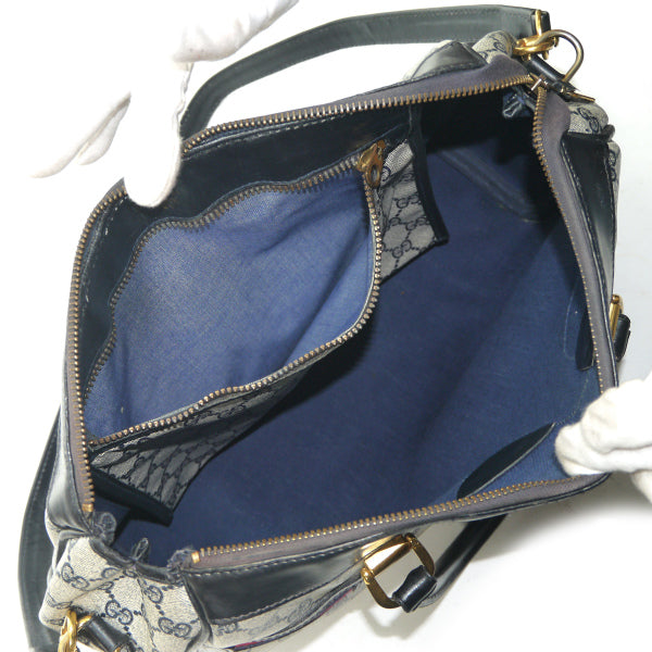 OLD Gucci ショルダー付ミニシェリー ボストン（青・中）