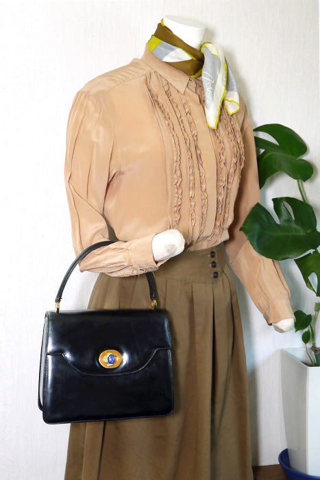 OLD Gucci ラピス付き　ハンドバッグ（黒）