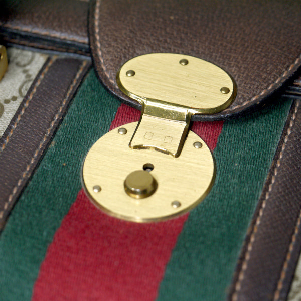 OLD Gucci レア！大型鍵付きシェリー ドクターズバッグ（茶）
