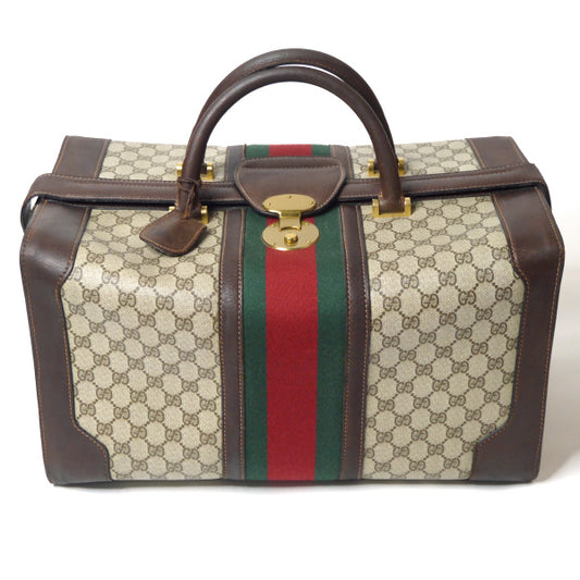 OLD Gucci レア！大型鍵付きシェリー ドクターズバッグ（茶）