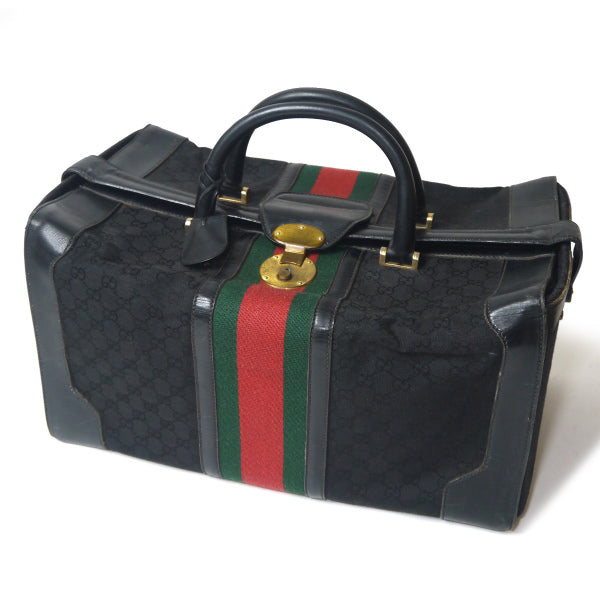 OLD Gucci レア！大型鍵付きシェリー ドクターズバッグ（黒）