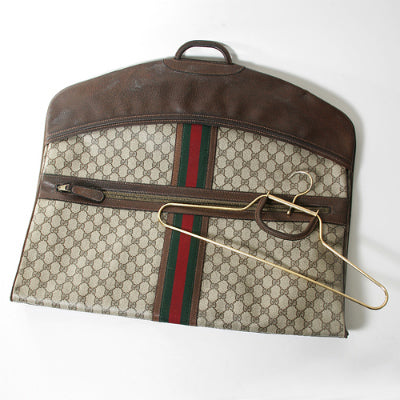 OLD Gucci ガーメントバッグ（茶・縦シェリー）