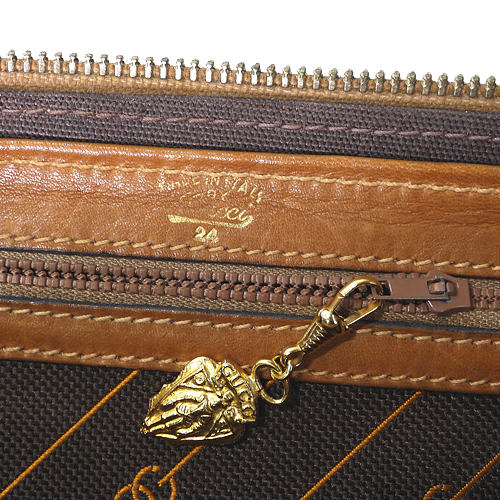 OLD Gucci　ピンストライプボストン（茶・マイクロCG)