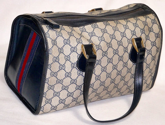 OLD Gucci サイドシェリーボストン（青・中）