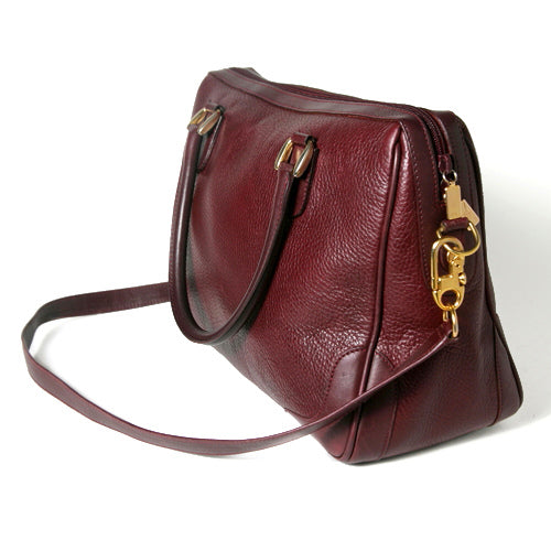 OLD Gucci　総皮ショルダー付きボストン（ボルドー）