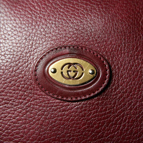 OLD Gucci　総皮ショルダー付きボストン（ボルドー）