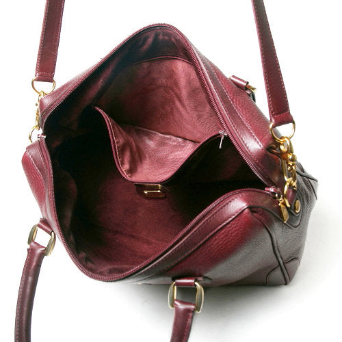 OLD Gucci　総皮ショルダー付きボストン（ボルドー）