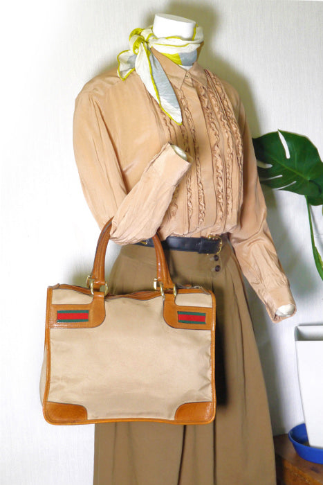 OLD Gucci ＜訳アリ＞スクエアミニボストン（キャメル）