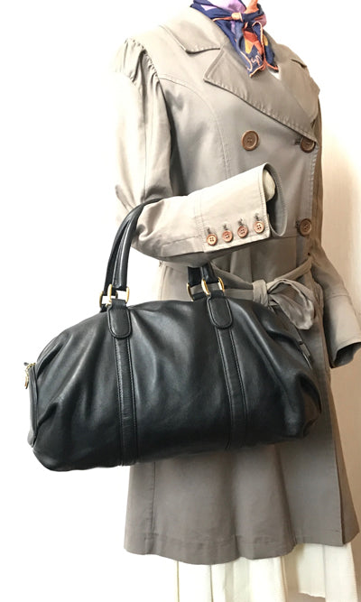 OLD Gucci　総革半円シンプルボストン（黒）
