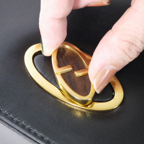 OLD Gucci カウ　ハンドバッグ（黒)