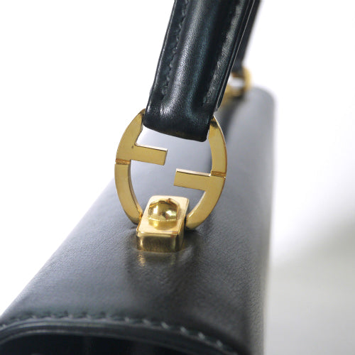 OLD Gucci カウ　ハンドバッグ（黒)