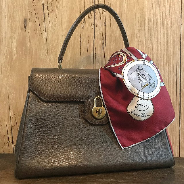 OLD Gucci  80sシルクスカーフ（赤/馬柄）