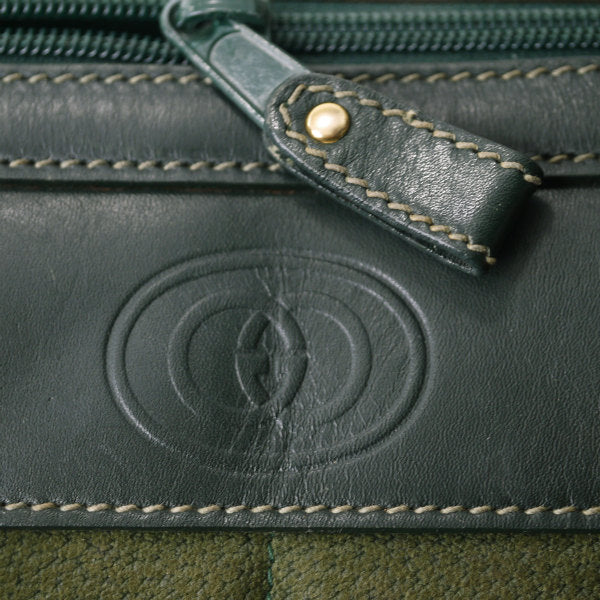 OLD Gucci 　ダイヤステッチ スエードボストン（深緑）