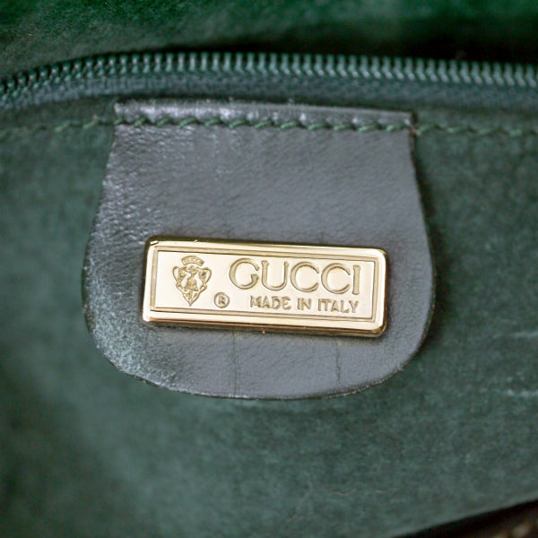 OLD Gucci 　ダイヤステッチ スエードボストン（深緑）