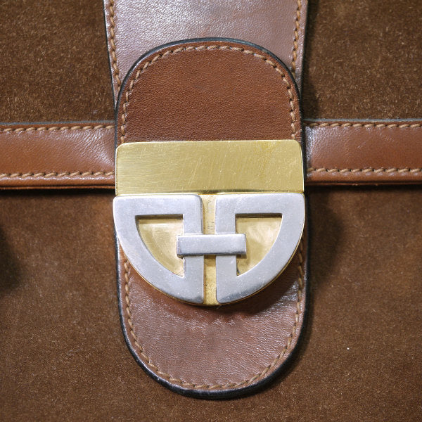 OLD Gucci 　激レア！スエード×シェリー スクエアボストン（茶）