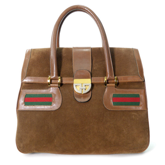 OLD Gucci 　激レア！スエード×シェリー スクエアボストン（茶）