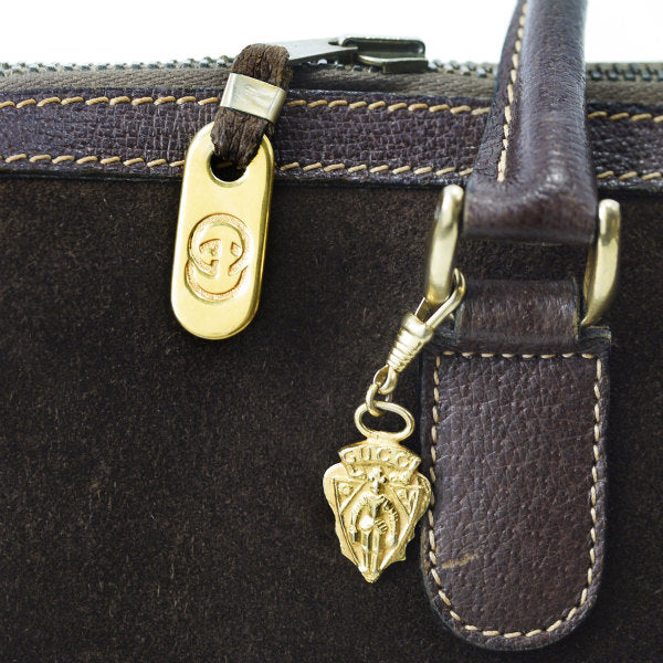 OLD Gucci 　スエード×GG内装スクエアボストン（濃茶）