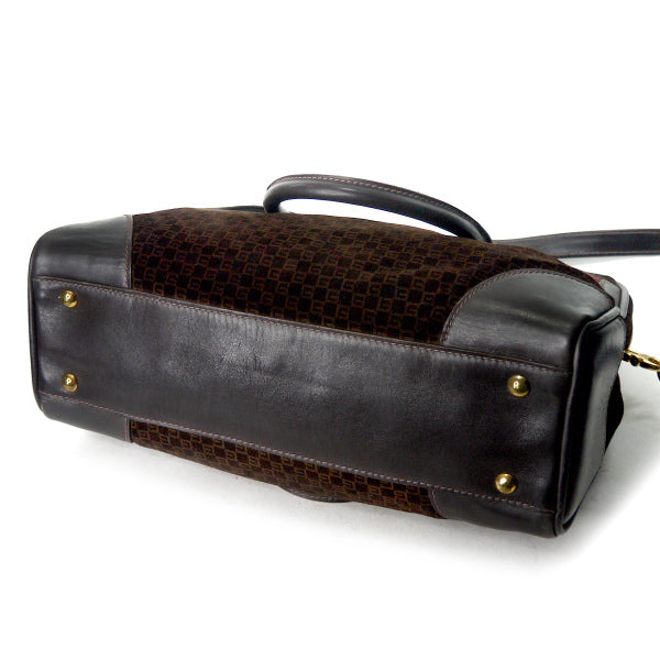 OLD Gucci 　激レア!!スエード×シェリー スクエアGGボストン（茶）