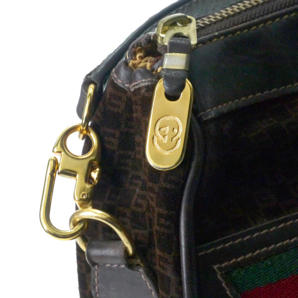 OLD Gucci 　激レア!!スエード×シェリー スクエアGGボストン（茶）