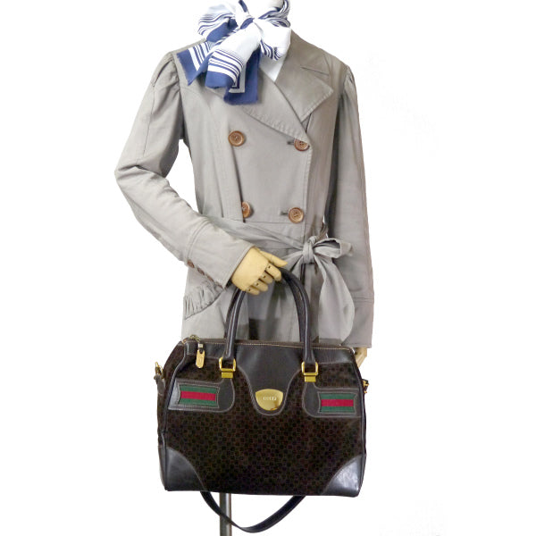 OLD Gucci 　激レア!!スエード×シェリー スクエアGGボストン（茶）