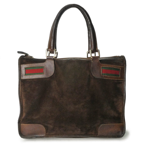OLD Gucci スエード×シェリー スクエアミニボストン（濃茶）