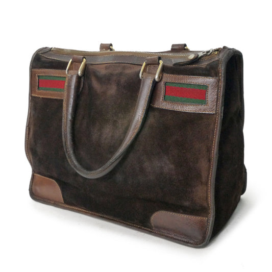 OLD Gucci スエード×シェリー スクエアミニボストン（濃茶）