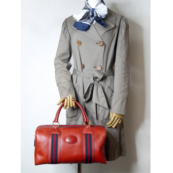 OLD Gucci 　激レア!総革製Wシェリーボストン（赤）