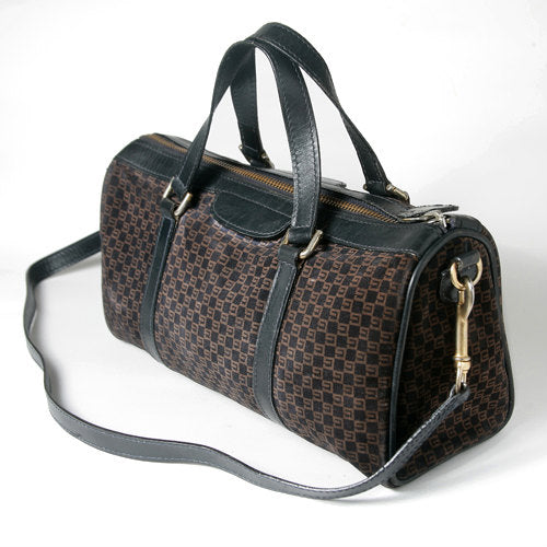 OLD Gucci ２Way　スエードミニボストン（茶スクエアGG)