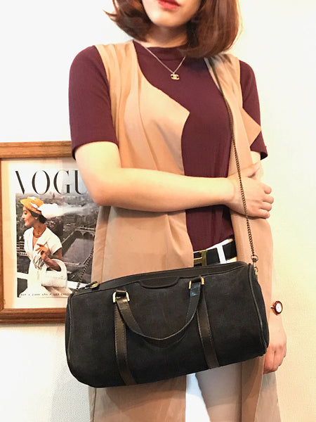 OLD Gucci ２Way　ミニボストン（スエード・紺)