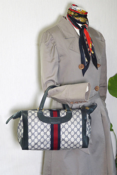 OLD Gucci 70ｓ！シェリーラインボストン（青）