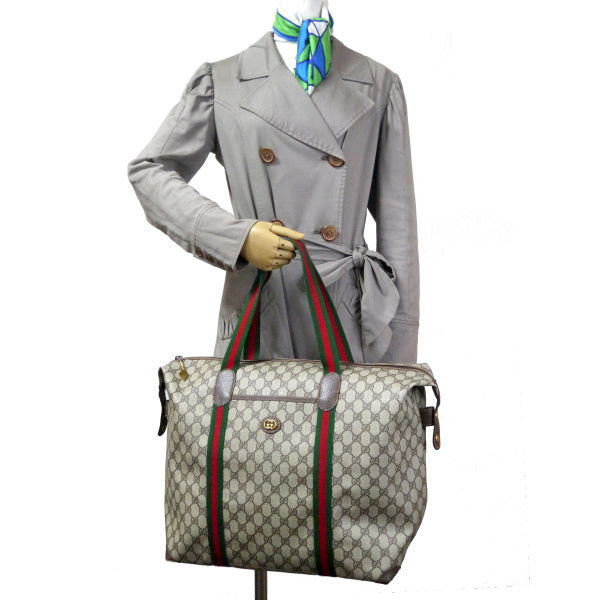 OLD Gucci　折り畳み大型トートボストン（茶）