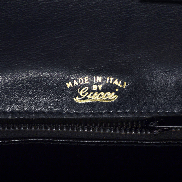 OLD Gucci GGターンロック総革ハンドバッグ(黒)
