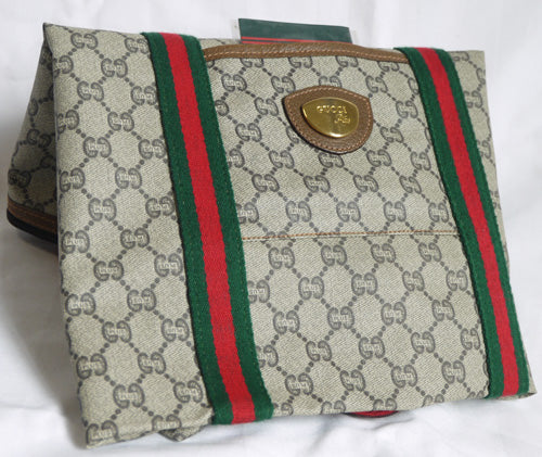 OLD Gucci Plus　折り畳み大型トートボストン（茶）