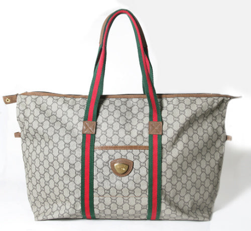 OLD Gucci Plus　折り畳み大型トートボストン（茶）