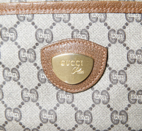 OLD Gucci Plus　折り畳み大型トートボストン（茶）